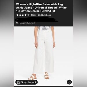 Target Women's High Rise Wide Leg Jeans - White